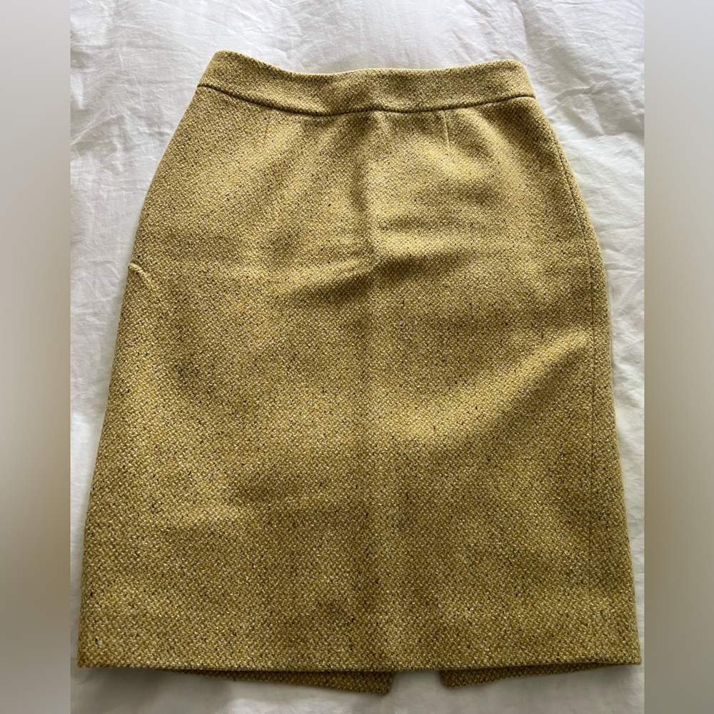 Barneys New York Yellow Wool Pencil Skirt